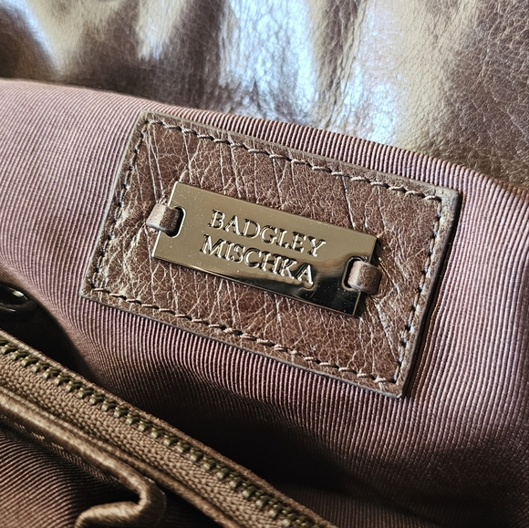 Badgley Mischka Brown Leather Handbag - Picture 6 of 11